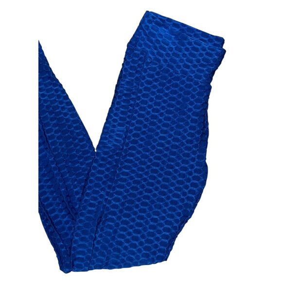 Honeycomb Scrunch Butt Lifting Pocket Active Leggings sz Large Womens Blue - Picture 7 of 7